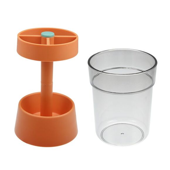 Bathroom 3 Slots PP Toothbrush Holder Stand with Cover Orange 8.66''x2.99'' - Picture 5 of 6